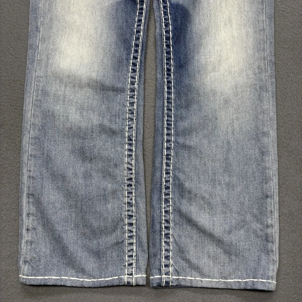 True Religion Jeans Mens 33 Super T Natural Flap Thick Stitch Made In Mexico